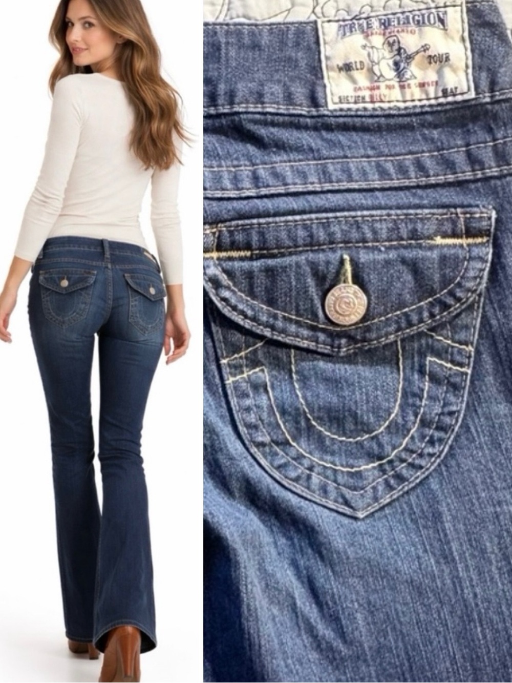 True Religion Billy Straight Leg Jeans – Classic Dark Wash Sz 28🧡